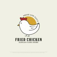 fritte pollo ristorante logo design con grunge stile, retrò pollo ristorante vettore illustrazione
