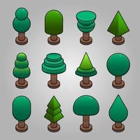 set di icone per elementi di gioco isometrici, illustrazione vettoriale isolata colorata di alberi di gioco astratti per concetto di gioco piatto astratto abstract