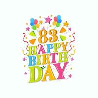 83 anni contento compleanno logo con palloncini, vettore illustrazione 83 compleanno celebrazione design