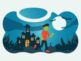 Halloween illustrazione imballare ragazzo nel zombie Abiti illustrazione vettore