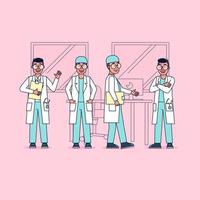 collezione di personaggi di medici grande set isolato piatto illustrazione vettoriale indossando uniformi professionali, stile cartone animato su tema ospedaliero