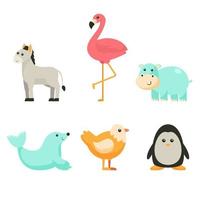 fascio di simpatici personaggi dei cartoni animati animali isolati illustrazione vettoriale piatta