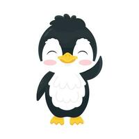 pinguino. il poco pinguino è salutando. animali vettore illustrazione.