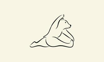 linea arte orso yoga logo vettore