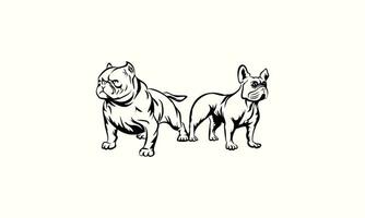 linea arte bulldog logo modello vettore