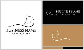 linea arte cavallo logo design vettore