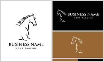 linea arte cavallo logo design vettore