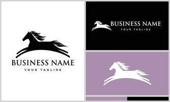 silhouette salto cavallo logo design vettore