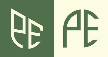creativo semplice iniziale lettere pe logo disegni fascio. vettore
