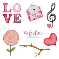 San Valentino set di elementi busta, caramelle, regali e altro ancora. modello per kit di adesivi, auguri, congratulazioni, inviti, pianificatori. illustrazione vettoriale