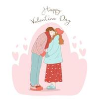 coppia innamorata. uomo e donna che si abbracciano affettuosamente. personaggi per la festa di san valentino. illustrazione vettoriale in stile cartone animato