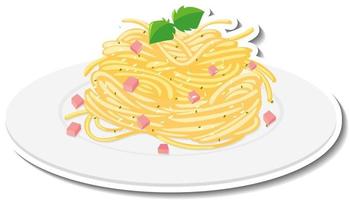 adesivo spaghetti alla carbonara su sfondo bianco vettore