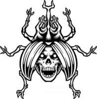 siluetta dell'illustrazione del cranio dello scarabeo della morte vettore