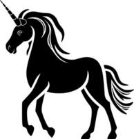unicorno, nero e bianca vettore illustrazione