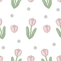 illustrazione vettore grafico di tulipano sfondo nel pixel arte stile