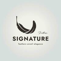 semplice piuma vettore logo per firma icona design illustrazione