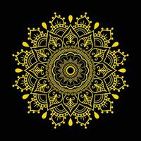 d'oro colore mandala disegno, nero sfondo. etnico decorativo elementi con gratuito vettore 2