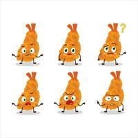 cartone animato personaggio di fritte gamberetto con che cosa espressione vettore