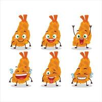 cartone animato personaggio di fritte gamberetto con Sorridi espressione vettore