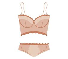 impostato di donne sexy biancheria intima. cartone animato femminile reggiseno e mutandine, due pezzi bikini costume da bagno. vettore isolato piatto illustrazione.