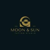 Luna e sole semplice logo design modello vettore