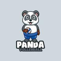 panda pallavolo giocatore cartone animato portafortuna logo design vettore