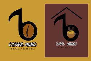 caffè musica logo icona, adatto per azienda, bar o caffè negozio loghi. musica icona design con tazza e caffè fagioli. vettore formato