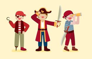 set di pirata uomo nel personaggio dei cartoni animati vector