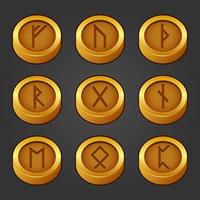 set di monete d'oro runiche vettore