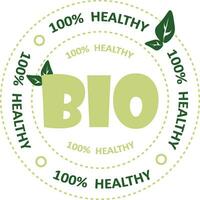 adesivi, etichette, badge e logo di prodotti ecologici, biologici e naturali. icona di ecologia. modello di logo con foglie verdi per prodotti biologici ed ecologici. illustrazione vettoriale