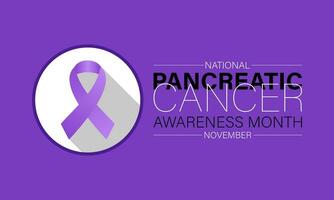 pancreatico cancro consapevolezza mese è osservato ogni anno nel novembre. sfondo, striscione, carta, manifesto, modello. vettore illustrazione.