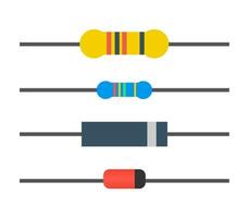 elettrico componenti icona impostare. piatto illustrazione di resistenze e diodi vettore