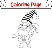 contento Natale gnomi colorazione pagina per bambini vettore