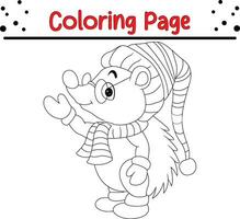 contento Natale animale colorazione pagina per bambini vettore