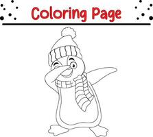 contento Natale pinguino colorazione pagina per bambini vettore