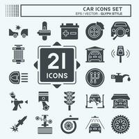 icona impostato macchina. relazionato per auto ,settore automobilistico simbolo. glifo stile. semplice design modificabile. semplice illustrazione vettore