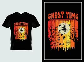 Halloween t camicia design illustrazione vettore fantasma tempo