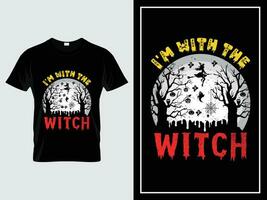 Halloween t camicia design illustrazione vettore io sono con il strega