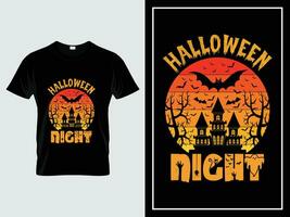 Halloween notte grafico t camicia design illustrazione vettore