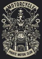 Distintivo vintage del club motociclistico dei pirati, design distintivo retrò vettore