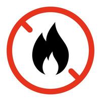 fuoco proibito, attenzione fiamma cartello. restrizione falò. fuoco rischio. Pericolo di accensione. vettore simbolo