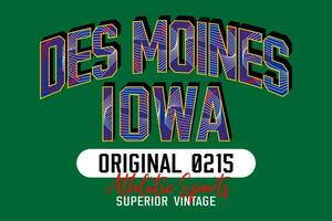 des moines Iowa Vintage ▾ Università, per Stampa su t camicie eccetera. vettore