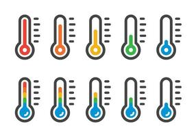 termometro icona insieme, vettore e illustrazione