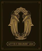Vintage ▾ ornamento logo lettera o - vettore logo