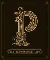 Vintage ▾ ornamento logo lettera p - vettore logo