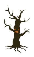 spaventoso albero silhouette vettore illustrazione. Halloween concetto. allarmante, frequentato e inquietante asciutto albero. piatto vettore nel cartone animato stile isolato su bianca sfondo.