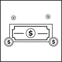vettore design illustrazione di i soldi e dollaro monete nel nero e bianca. adatto per icone, loghi, manifesti, siti web, maglietta disegni, adesivi, concetti, annunci.