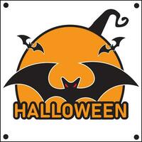 Halloween illustrazione vettore design con tre nero pipistrelli e Luna. adatto per logo, poster, web, maglietta vignetta,azienda,concetto,carta da parati,smartphone,post.