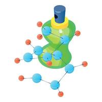 Mela profumo icona isometrico vettore. bottiglia di nuovo profumo e molecola simbolo vettore