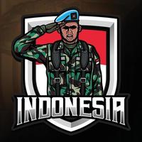 festa dell'indipendenza dell'indonesia con illustrazione della forza dell'esercito vettore